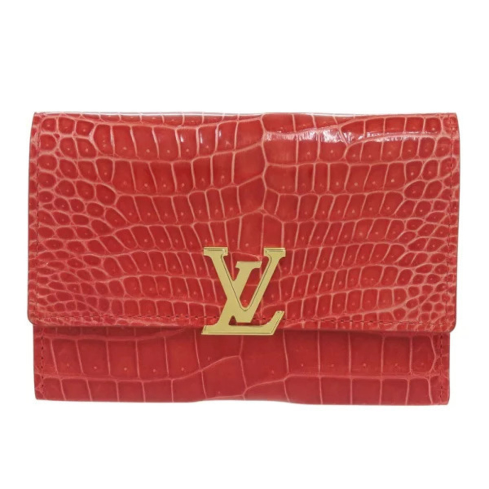 Louis Vuitton Portefeuille Capucines crocodile red trifold wallet LV